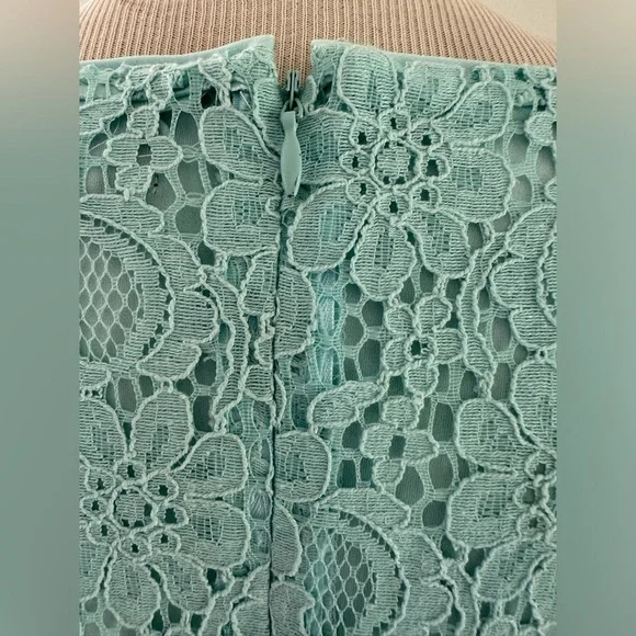Lauren Ralph Lauren dress sea foam green teal lace overlay lined knee length 12 - Picture 7 of 11
